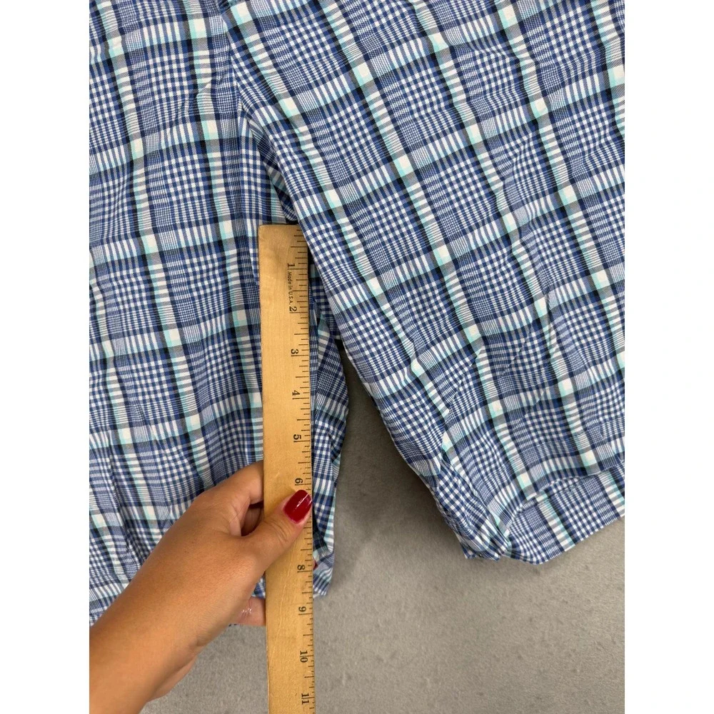 Tommy Bahama Mens Plaid Flat Front Shorts Blue White Teal Size 40